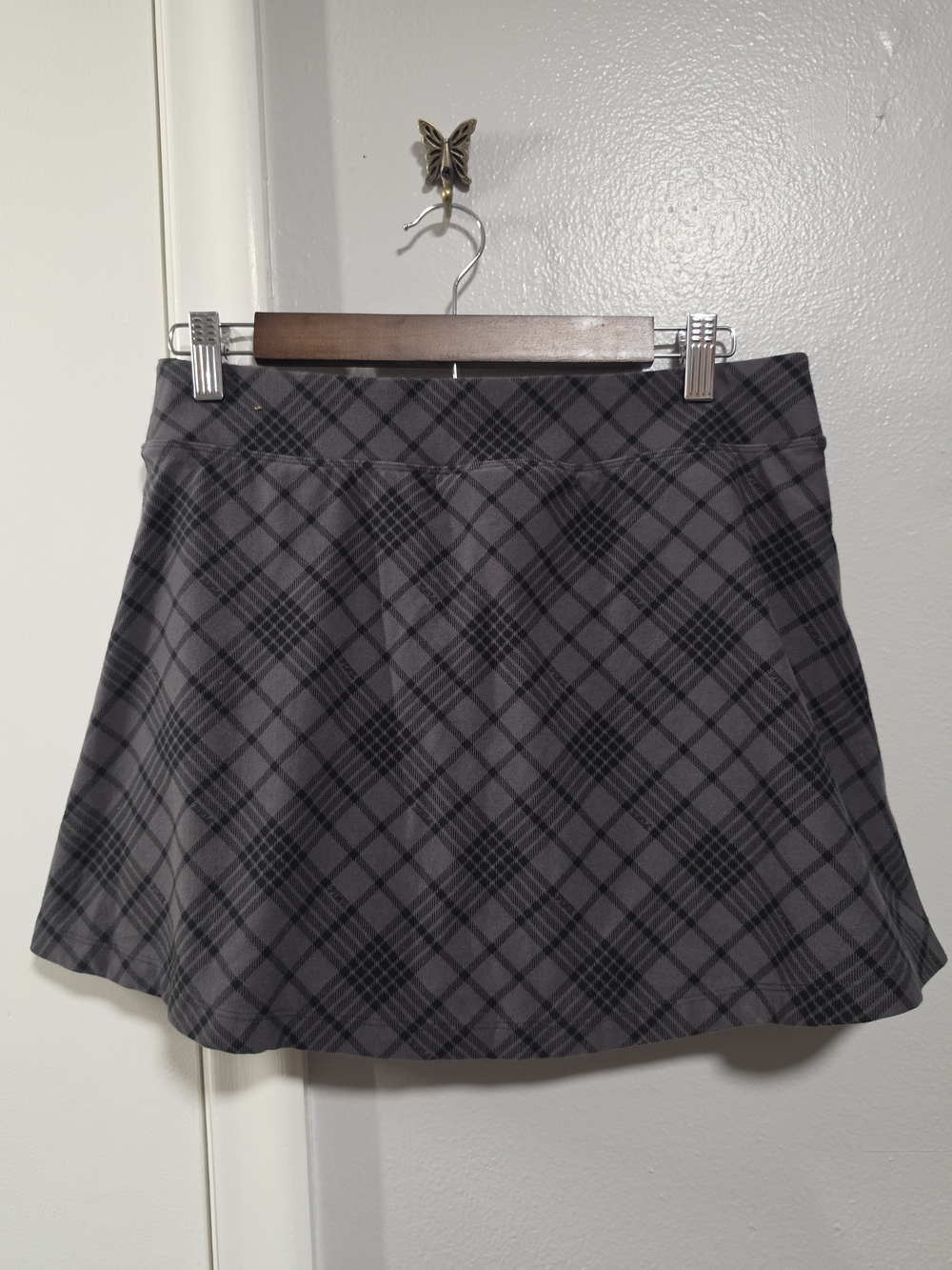 PINK Victoria’s Secret Plaid Mini Skort Gray Black Cotton Size Large - Picture 3 of 4